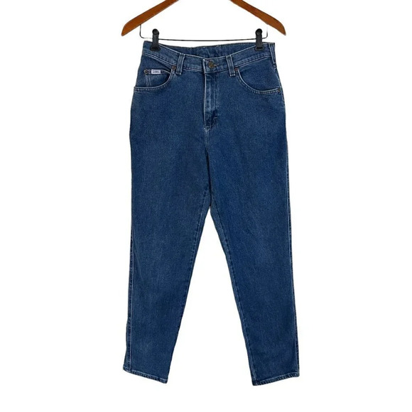 Lee Jeans 90s High Waisted Rise Mom Fit Blue Denim Casual Logo Medium Wash - Picture 1 of 6